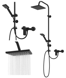ZESTAW NATRYSKOWY CZARNY DESZCZOWNICA SŁUCHAWKA PRYSZNIC ERIE BATERIA VERI