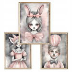 Zestaw 3 plakatów obrazków na ścianę Miss Bunny A4