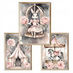 Zestaw 3 plakatów obrazków na ścianę Circus Bunny A3
