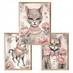 Zestaw 3 plakatów obrazków na ścianę Carnival Cats A3