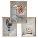 Zestaw 3 plakatów obrazków na ścianę Magic Dreams 4 A4