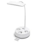 Lampka biurkowa LED z gniazdkami i portami USB – 4.6W | 450lm | Biała