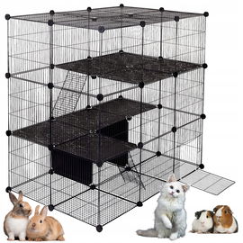 Wybieg Kojec Piętrowy Metalowy dla Królików Kotów Zwierząt Składana Klatka