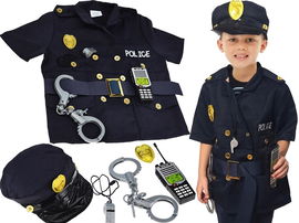 Strój Kostium Przebranie Policjanta Zestaw Policjanta Kajdanki Czapka