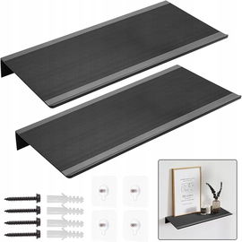 Zestaw 2 półek ściennych metal czarny