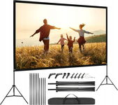 EKRAN PROJEKCYJNY ZE STATYWEM 100" 16:9 KINO LETNIE Z PRZYJACIÓŁMI ETUI