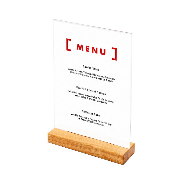 Drewniany stojak na menu typu T A4