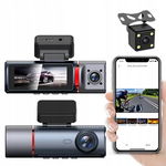 Kamera Samochodowa 3w1 HD 4K Przód Tył i Wnętrze GPS Wi-Fi Tryb Nocny
