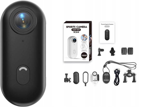 Mini Kamera Sportowa HD 4K Wodoodporna Kąt 140° WiFi Adaptery Akcesoria
