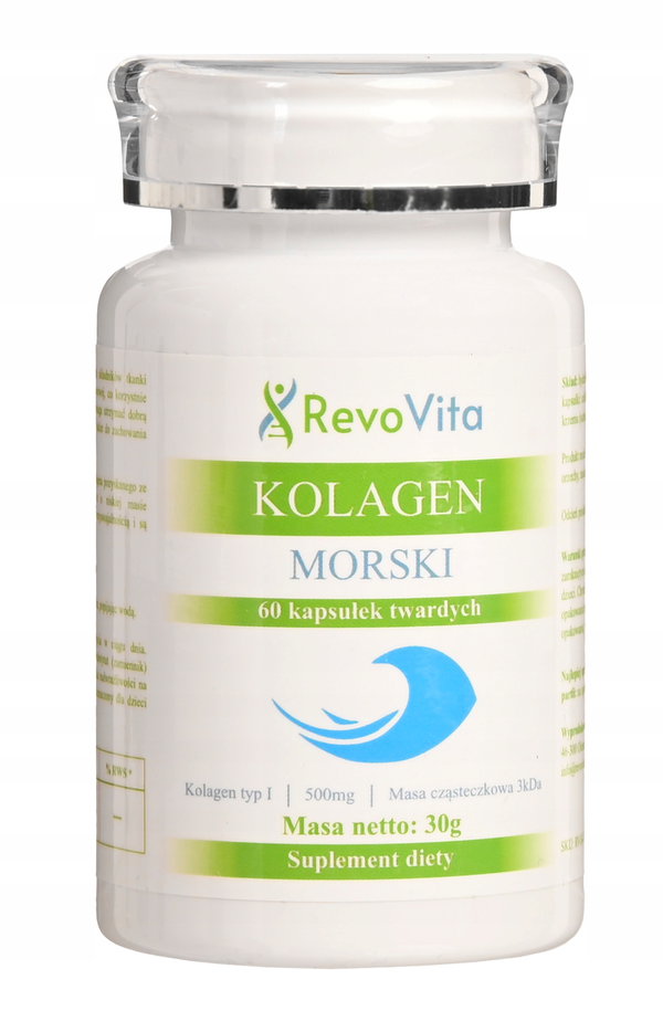 Kolagen Morski Hydrolizowany 500mg 60 kaps. Jędrna Skóra Mocne Stawy Kości