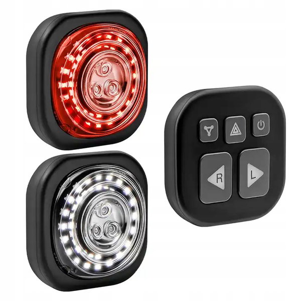 Helios Kierunkowskazy LED 2szt Lampki Tył Przód Hulajnoga Rower Bluetooth