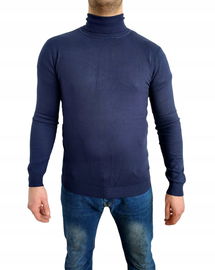 Elegancki Klasyczny Golf Sweter Męski Granat M