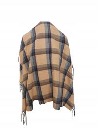 Ciepła Jesienno-Zimowa Chusta W Modną Kratę Szal Jasna Morelka