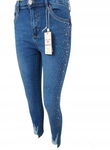 Hit Modne Damskie Spodnie Jeans Niebieskie Zdobione Cyrkoniami M 38