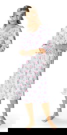 Szara bawełniana koszula damska Ingrid wzór 44 Wzór w Kwiaty