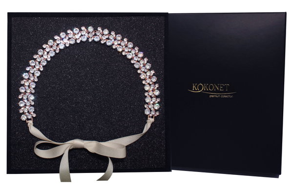 OPASKA na wstążce elegancka SZEROKA rose gold pas