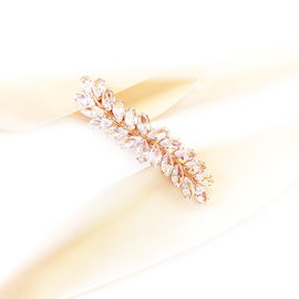 SPINKA ślubna złota cyrkonie LISTKI elegancka