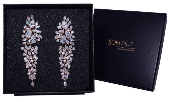 kolczyki różowe złoto ŚLUBNE CYRKONIE SWAROVSKI