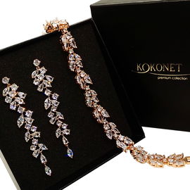 Komplet biżuterii dla ŻONY na prezent rocznicę rose gold SWAROVSKI kolczyki