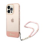 Guess Translucent Pearl Strap - Etui iPhone 14 Pro Max (różowy)