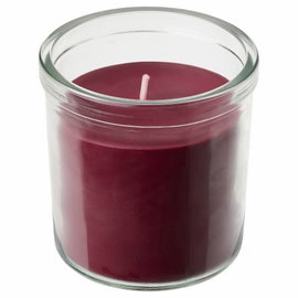świeca zapachowa w szkle Ikea STORTSKON, jagody/czerwony, 40 godz.
