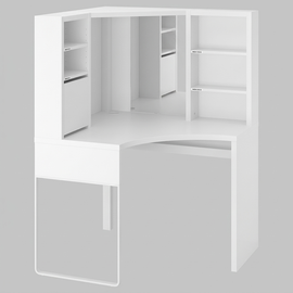 biurko IKEA MICKE narożne, zestaw roboczy, biały 100x142 cm