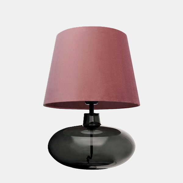 Lampa stołowa SAWA VELVET NEW, Pudrowy Róż, przydymiona podstawa / szkło