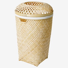 Kosz na pranie IKEA SALUDING wykonano ręcznie, bambus, 64x40 cm / 50 litrów