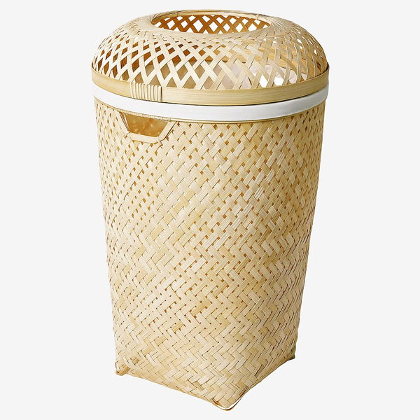 Kosz na pranie IKEA SALUDING wykonano ręcznie, bambus, 64x40 cm / 50 litrów