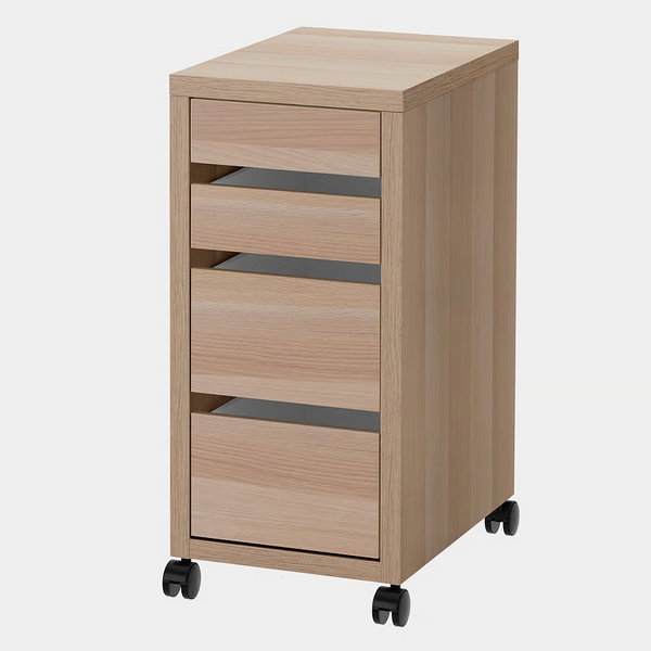 Komoda na kółkach IKEA MICKE, imitacja dębu bejcowanego na biało, 35x75 cm