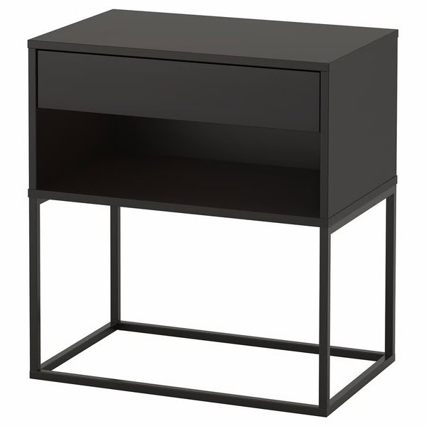 stolik nocny IKEA VIKHAMMER / M. Arvonen, czarny, 60x39x65 cm