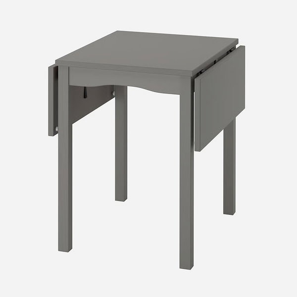stół z opuszczanym blatem IKEA HAUGA, lite drewno, szary, 55/82/109x74 cm