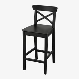 IKEA ROSENTORP stołek barowy z oparciem, drewno, wysokość blatu /czarny, 63 cm