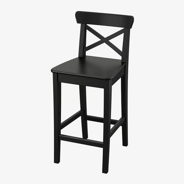 IKEA ROSENTORP stołek barowy z oparciem, drewno, wysokość blatu /czarny, 63 cm