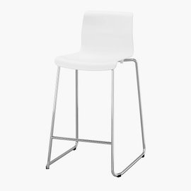 IKEA GLENN stołek barowy z oparciem, wysokość blatu/ biały, chrom, 66 cm