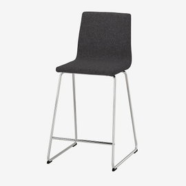 IKEA LILLANAS stołek barowy z oparciem, chrom/Gunnared ciemnoszary, 63 cm