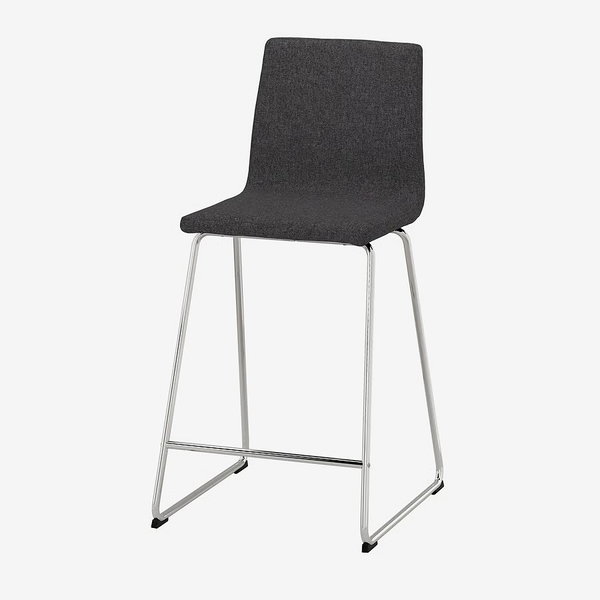 IKEA LILLANAS stołek barowy z oparciem, chrom/Gunnared ciemnoszary, 63 cm