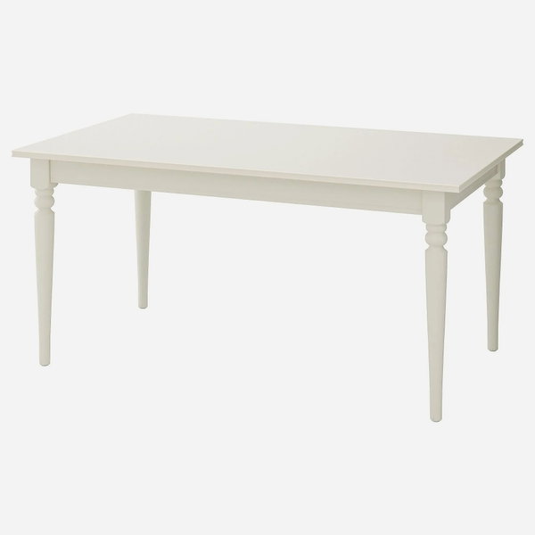 stół rozkładany IKEA INGATORP, 155/215x87 cm, biały, 4 - 6 os.
