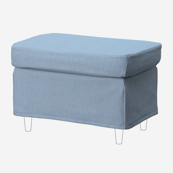 IKEA STRANDMON pokrowiec na podnóżek, Sjolyckan, granatowy/beżowy, wzór w paski