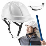 Kask roboczy budowlany wentylowany hełm ochronny pasek 4-punkt biały PLONER