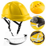 Kask roboczy budowlany wentylowany hełm ochronny pasek 4-punkt żółty PLONER
