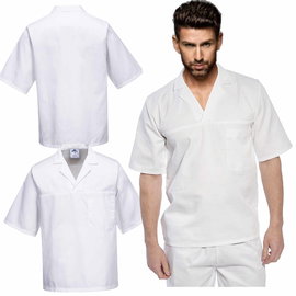 Bluza piekarza robocza S tunika z krótkimi rękawami biała lekka OEKO TEX