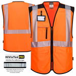 Kamizelka ostrzegawcza kieszenie HiVisTex Pro PW3 Executive Orange/Black S