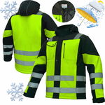 Kurtka robocza zimowa softshell ocieplany fluorescencyjna pasy odblaskI XL