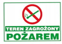 TEREN ZAGROŻONY POŻAREM - 500X350 DUŻA TABLICA PŁYTA PCV wodoodporna