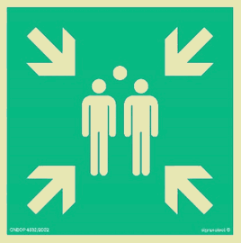 Miejsce zbiórki do ewakuacji 200x200 TABLICZKA świecąca w nocy + przylepce