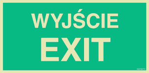 Wyjście / EXIT tablica 300X150 świecąca w nocy przylepce ZNAKI EWAKUACYJNE