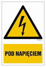 Pod napięciem - 75x50 znak naklejki elektryczne  arkusz 9 sztuk naklejek