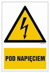 Pod napięciem - 75x50 znak naklejki elektryczne  arkusz 9 sztuk naklejek