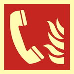 TELEFON ALARMOWY - tabliczka 150x150 świecąca w nocy ZNAK PPOŻ.  ISO płyta